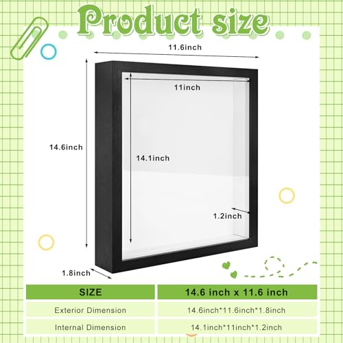 2 Pack 11 x 14in Black Shadow Box Frame with Adhesive Tape M5451