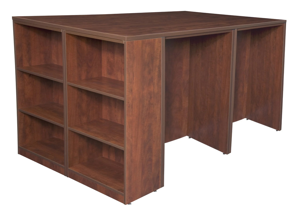 Cherry 2 Storage Cabinet 2 Desk with Bookcase Z25033