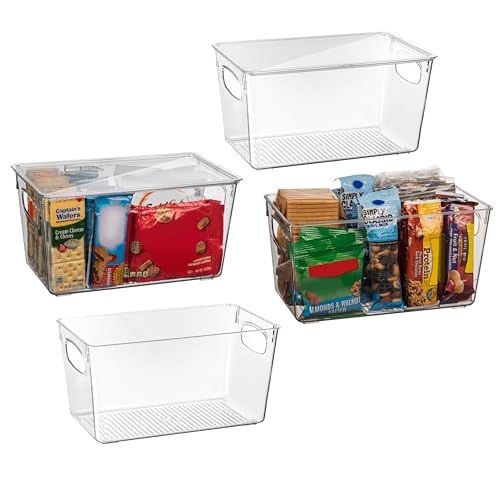 Plastic Storage Bins with Lids, 4 Pack R216289