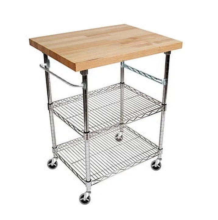 3 Tier Gourmet Cart with Maple Butcher Block Top A31129