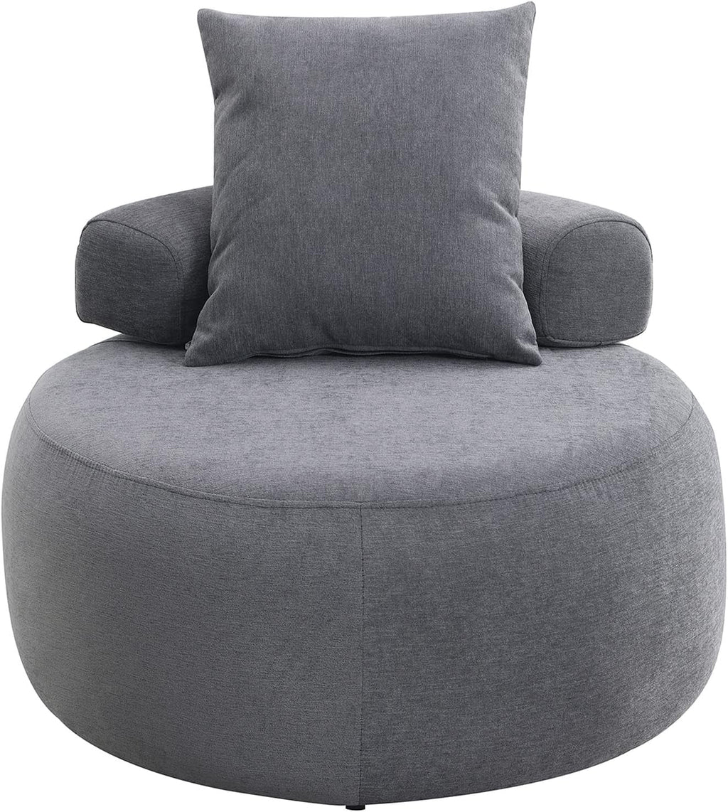 Grey Chenille Upholstered Barrel Chair J44358