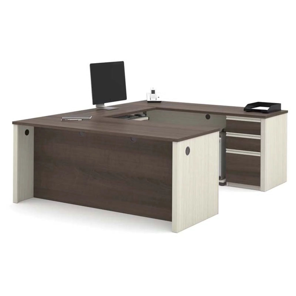U-Desk in White Chocolate and Antigua F678555