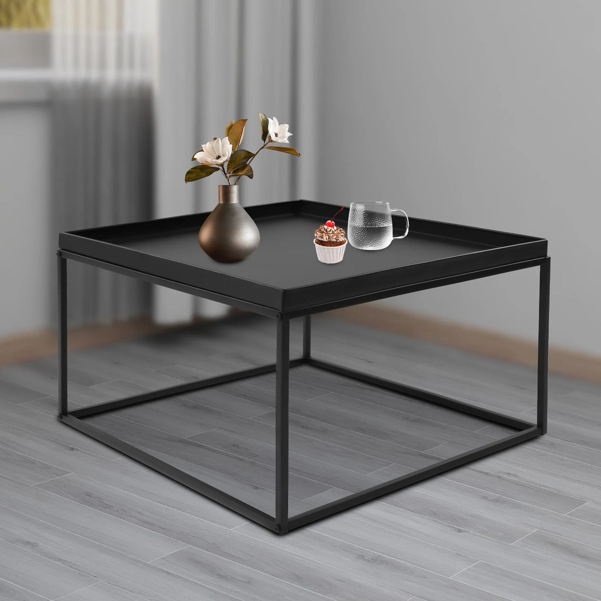 Black Metal Tray End Table Y3192