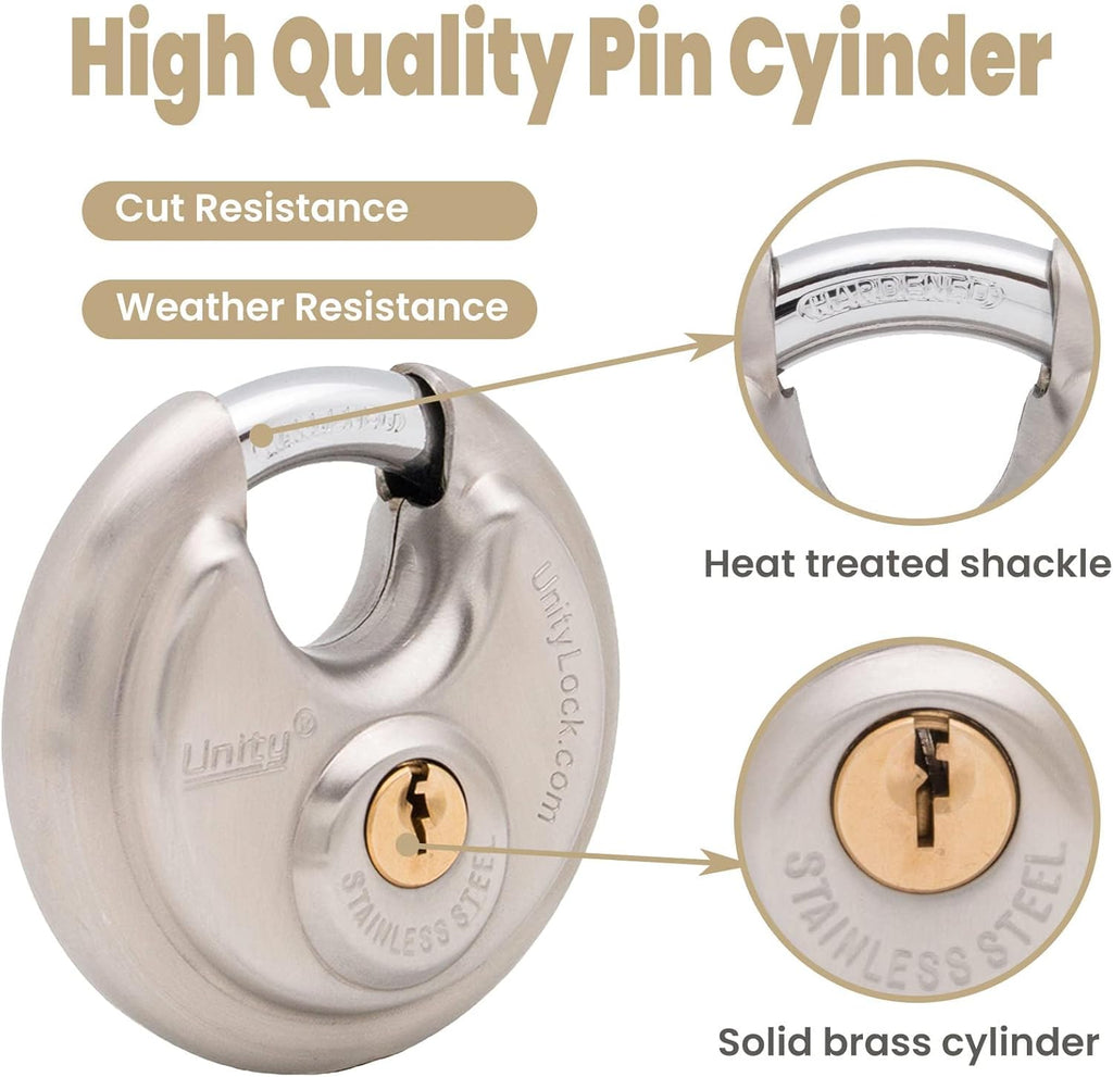 Stainless Steel Disc Padlock, Same Key Open, 2-3/4" (70mm), 12 V2242