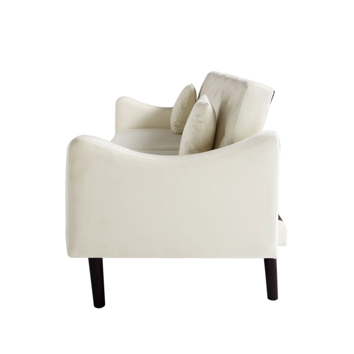 Beige Velvet Futon Sofa Bed with Pillows U82920