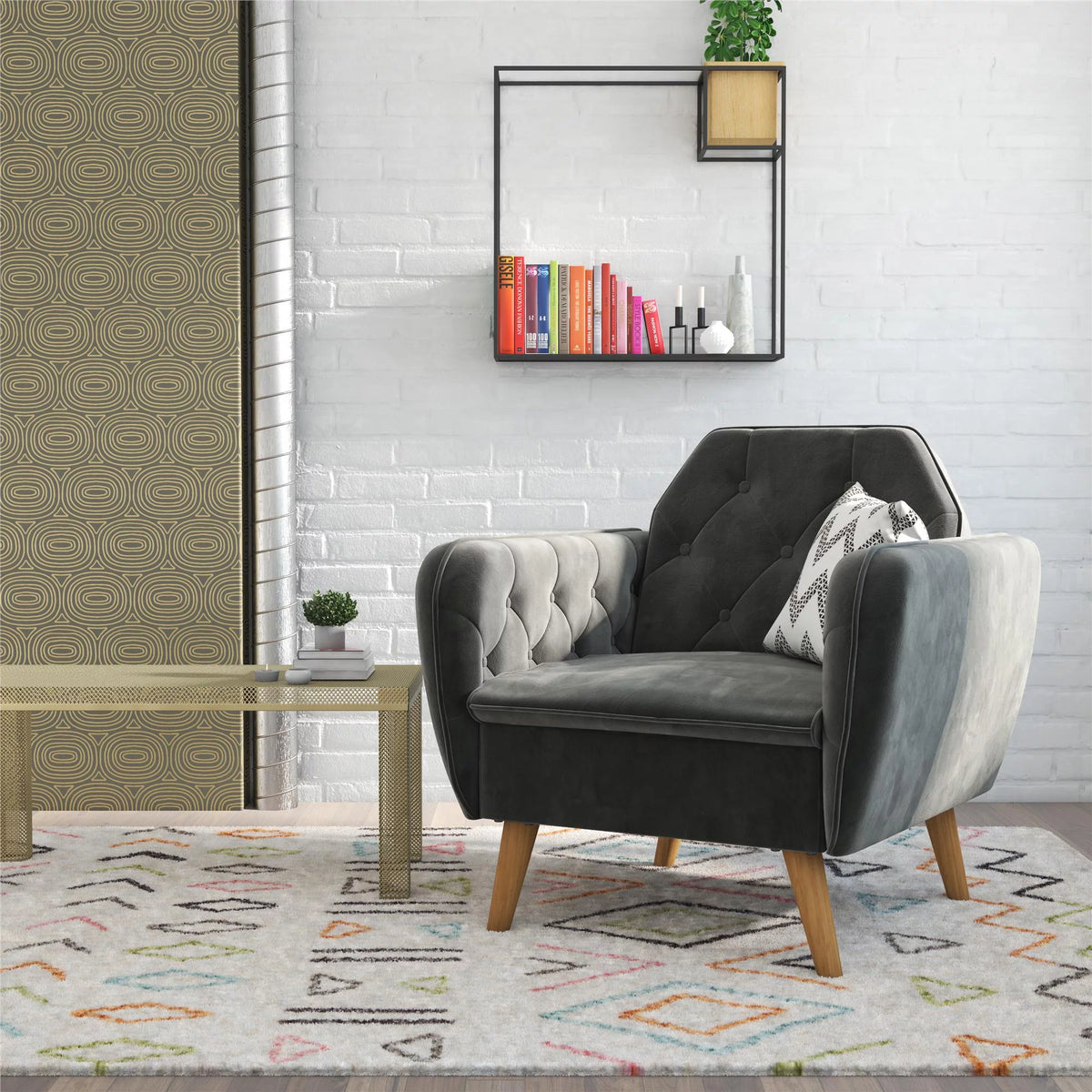 Gray Velvet Accent Chair J532406