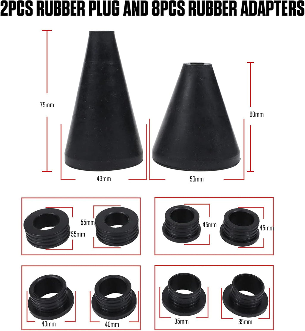 Universal Coolant Vacuum Refill Kit with Dual Scale Pressure Gauge, 2PCS Rubber Plug and 8PCS Rubber Adapters F6205
