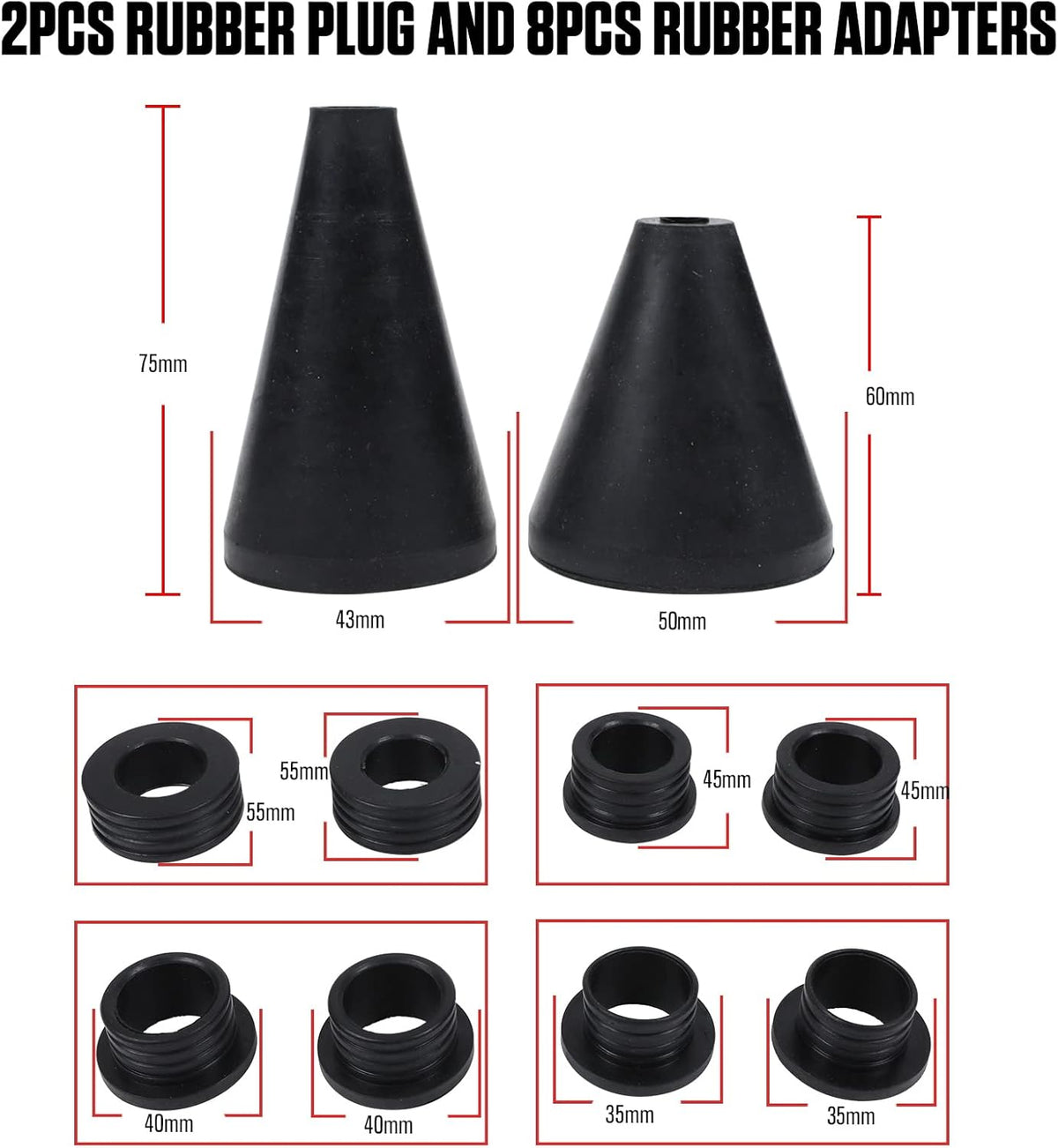 Universal Coolant Vacuum Refill Kit with Dual Scale Pressure Gauge, 2PCS Rubber Plug and 8PCS Rubber Adapters F6205