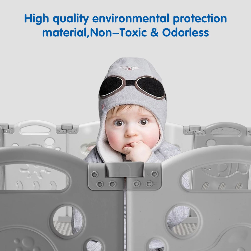18 Panel Foldable Kids Playpen Safety Lock Gate K7254