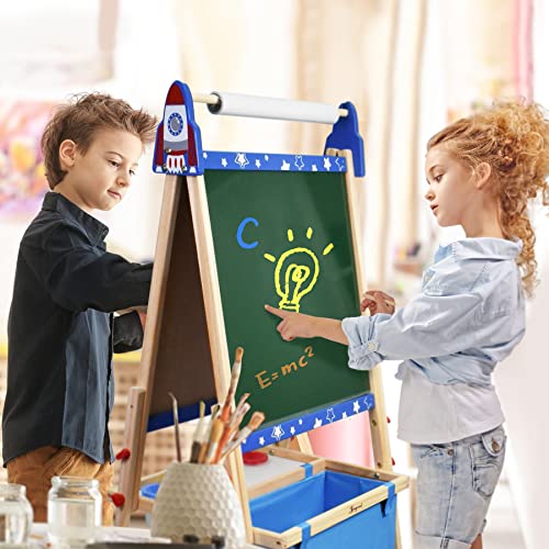 Adjustable Wooden Kids Art Easel with Whiteboard & Chalkboard N482