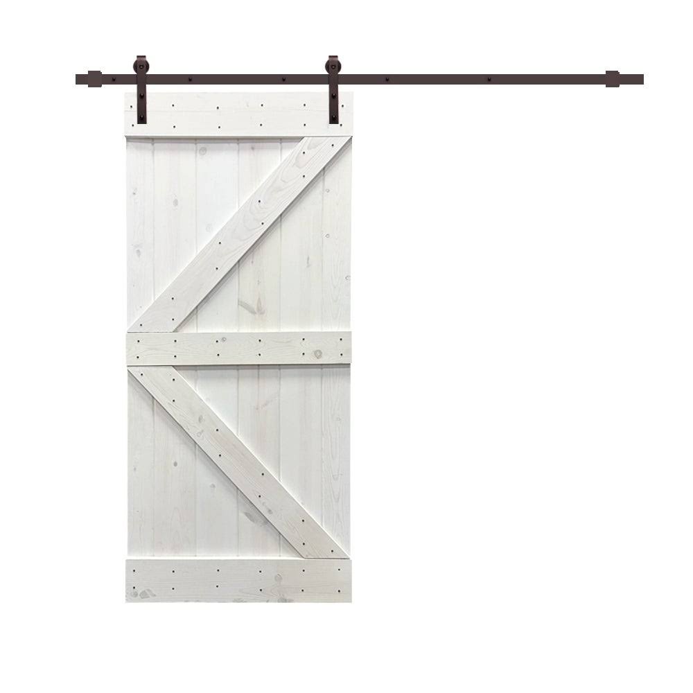 Red Walnut Stained Pine Wood Interior Sliding Barn Door with Hardware Kit Z530