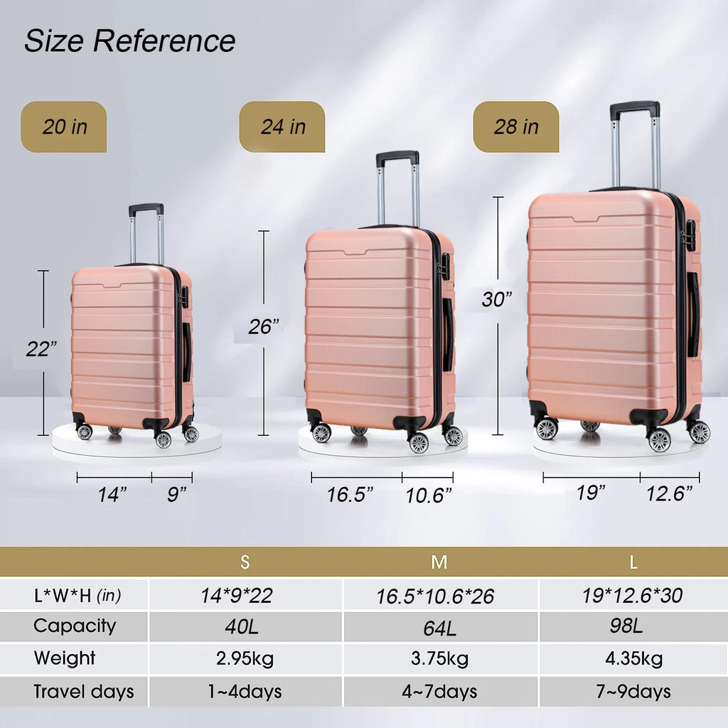 Hard Side Carry On Suitcase Set With Spinner Wheels TSA Lock Y843