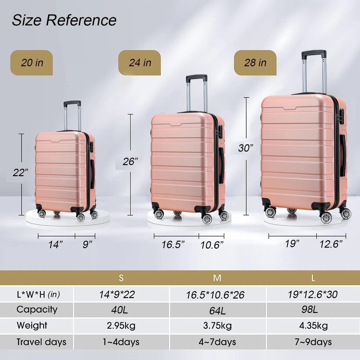 Hard Side Carry On Suitcase Set With Spinner Wheels TSA Lock Y843