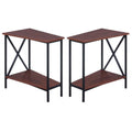 Black and Cherry Wood End Table Set of 2 S516