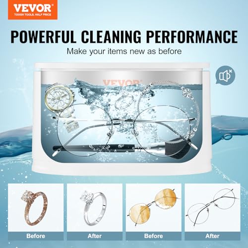 22oz Ultrasonic Jewelry Cleaner with 5 Digital Timer and 2 Cleaning Baskets O1102