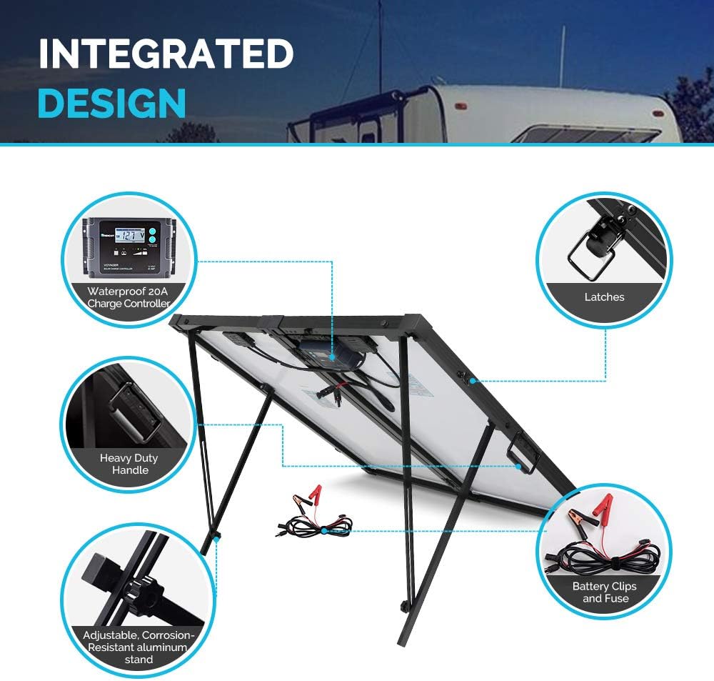 200 Watt Portable Foldable Solar Panel Suitcase with Waterproof 20A Charger Controller J8801