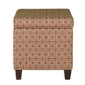 Geometric Patterned Square Wooden Ottoman with Lift Off Lid Storage N786