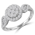0.5 CTW Round Diamond Cluster Halo Engagement Ring in 14K White Gold D16966