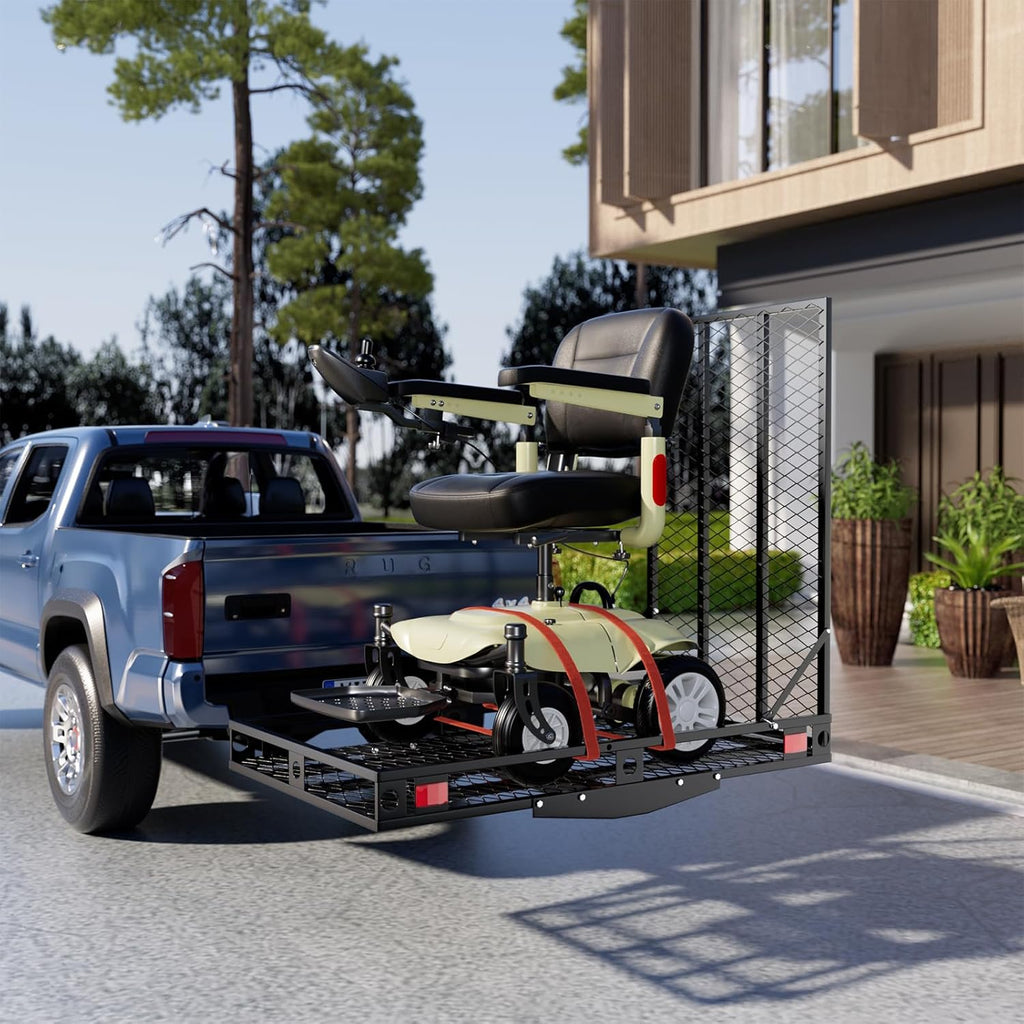 500 LBS Capacity Heavy-Duty Hitch Mount Mobility Scooter Carrier with Foldable Ramp I3603