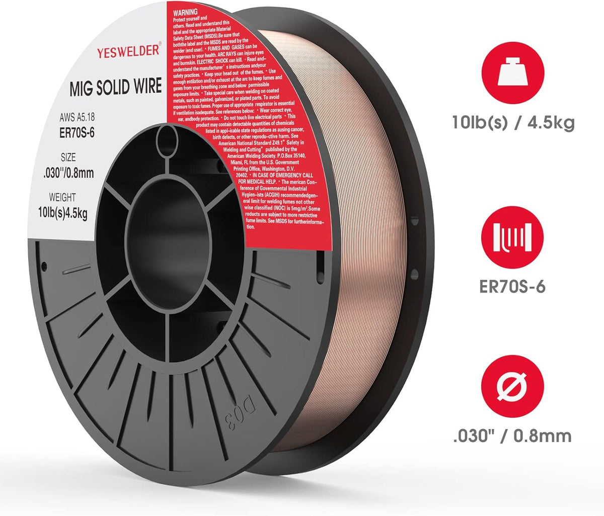 ER70S-6 .030-Inch 10-Pound Carbon Steel Mig Welding Wire Pack of 2 J591961