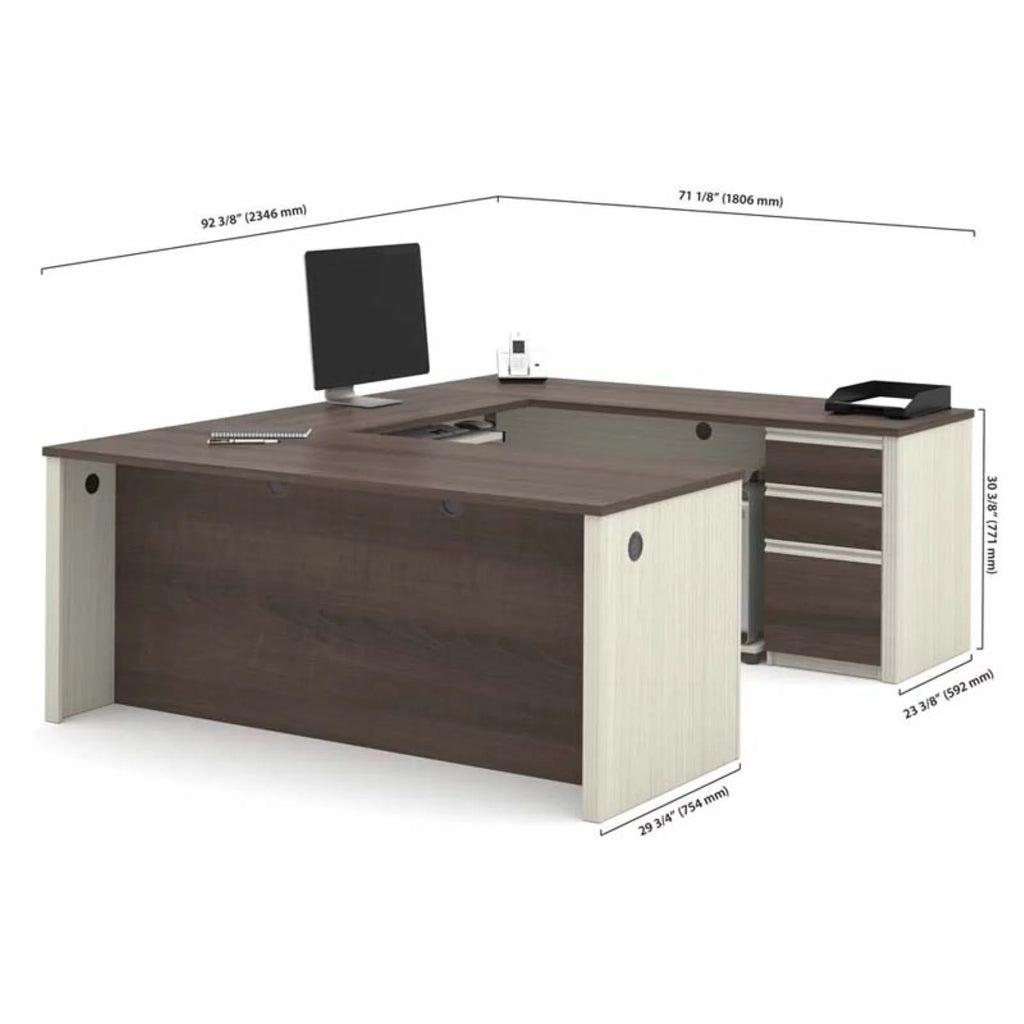 U-Desk in White Chocolate and Antigua F678555
