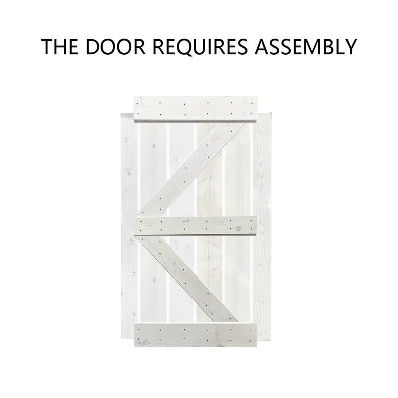 Red Walnut Stained Pine Wood Interior Sliding Barn Door with Hardware Kit Z530