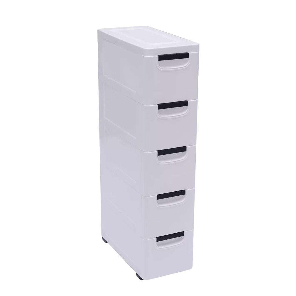 White 5 Drawer Plastic Dresser Storage Cabinet X1743