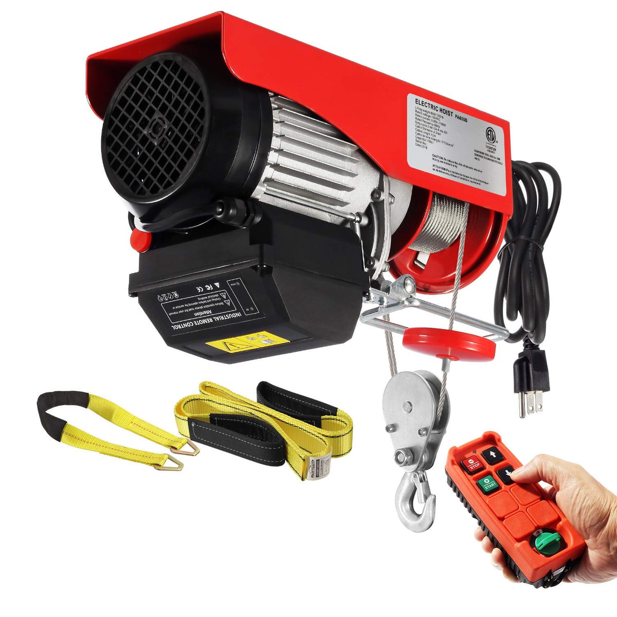 Electric Cable Hoist with Wireless Remote Control, 38ft Lift Height E9221