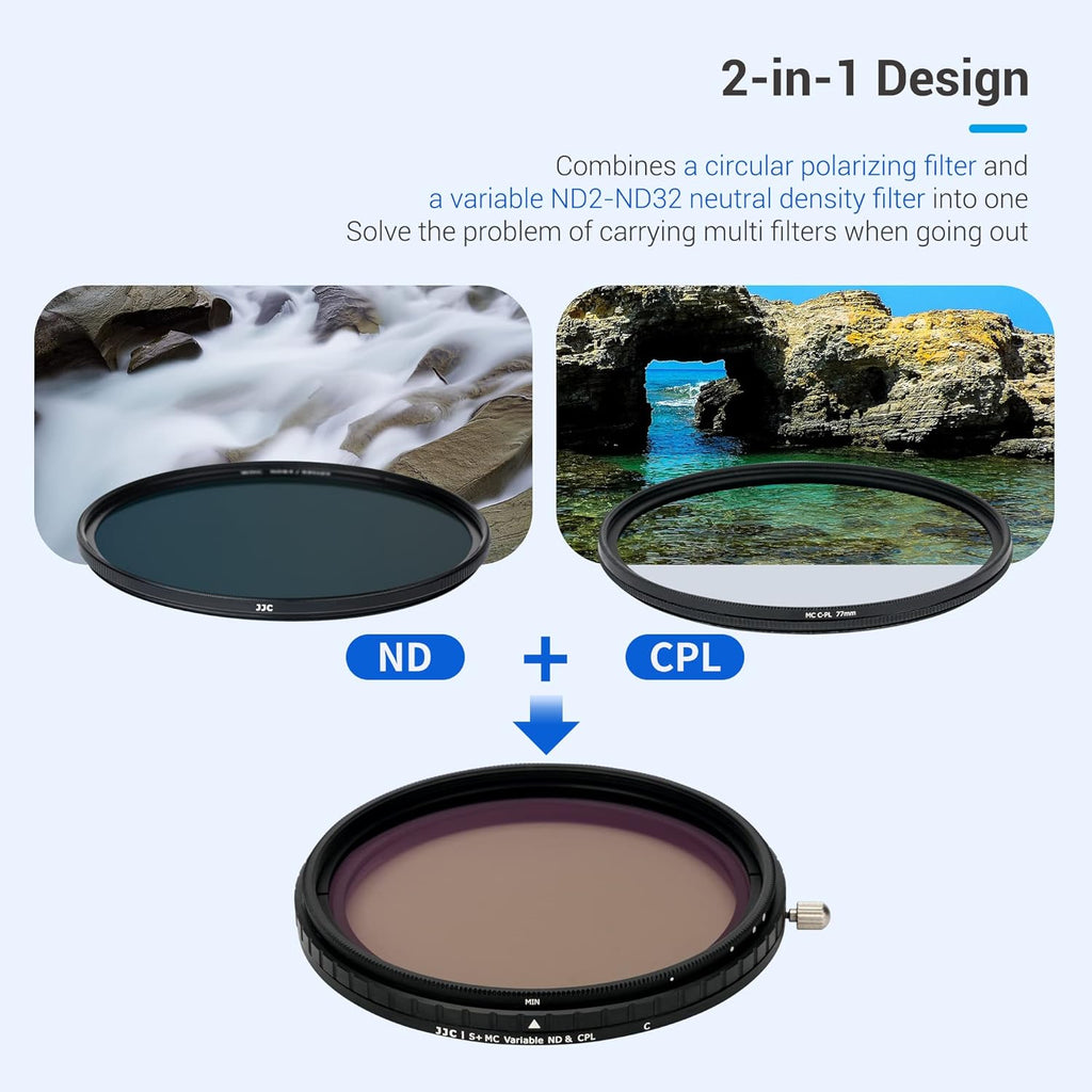 2-in-1 67mm Variable ND Filter & CPL Polarizer Filter with Moistureproof Storage Case and Lens Cap Q479
