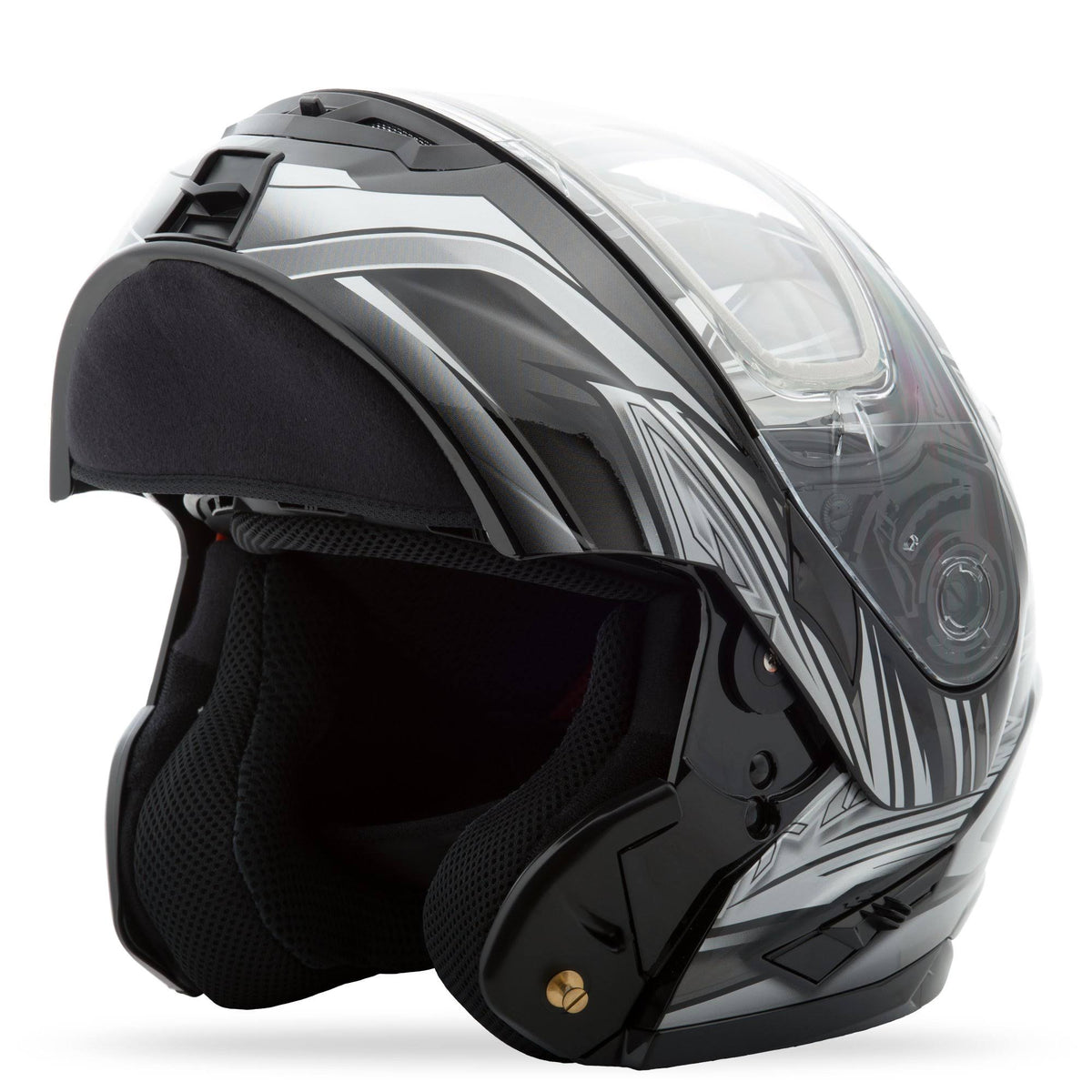 Matte Black White Modular Snow Helmet V825