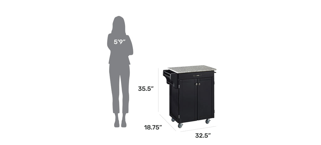Black Wood Kitchen Cart L449