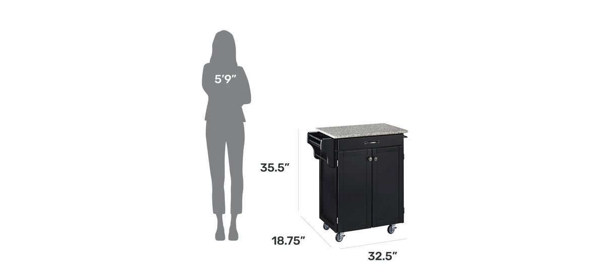 Black Wood Kitchen Cart L449
