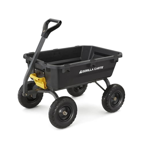 Heavy-Duty Steel Frame Dump Cart with 600 lb Capacity and No-Flat 10-Inch Tires H396