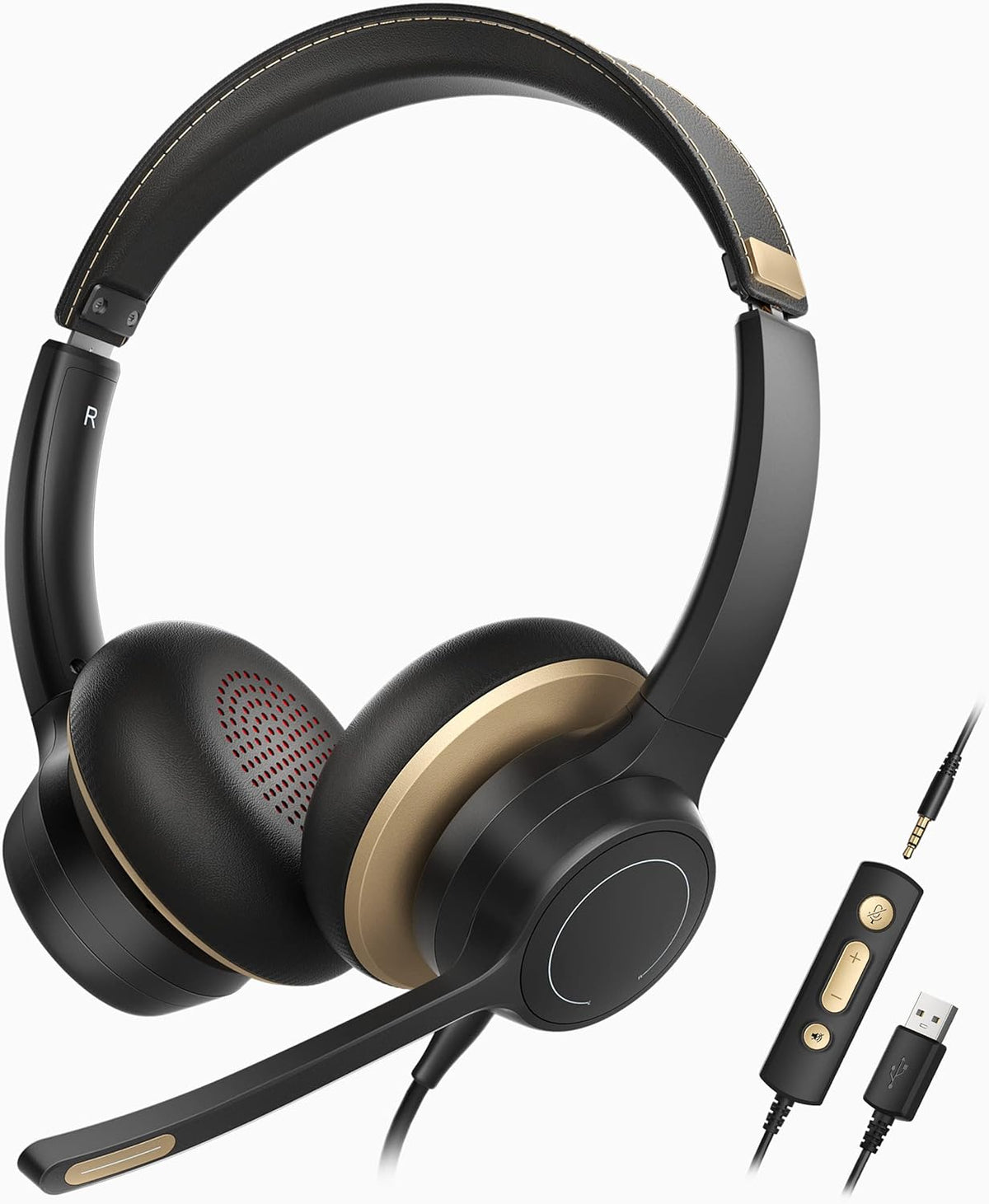 USB Headset with Microphone, Noise Cancelling, 3.5mm Wired, Pack of 2 N57063