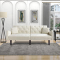 Beige Velvet Futon Sofa Bed with Pillows U82920