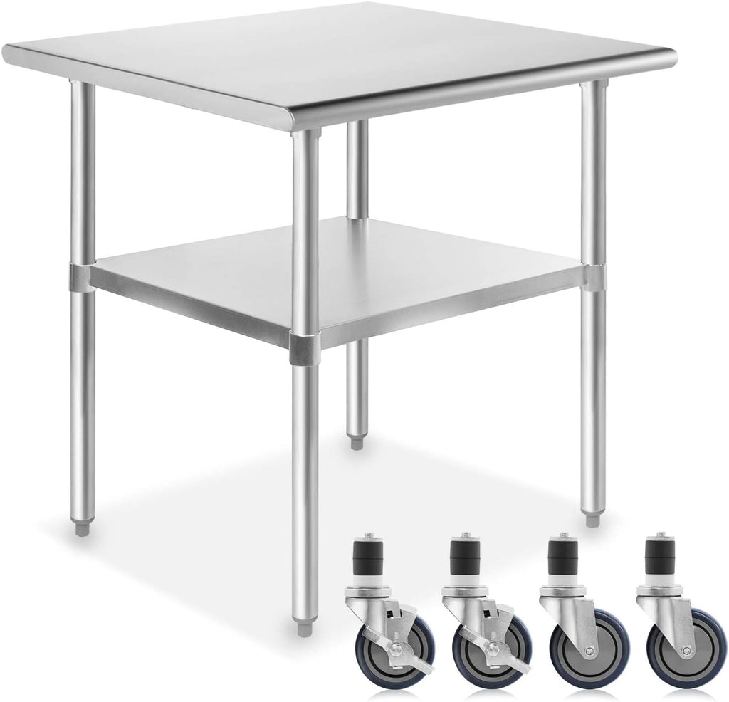 NSF Stainless Steel Commercial Kitchen Prep & Work Table with 4 Casters B63162