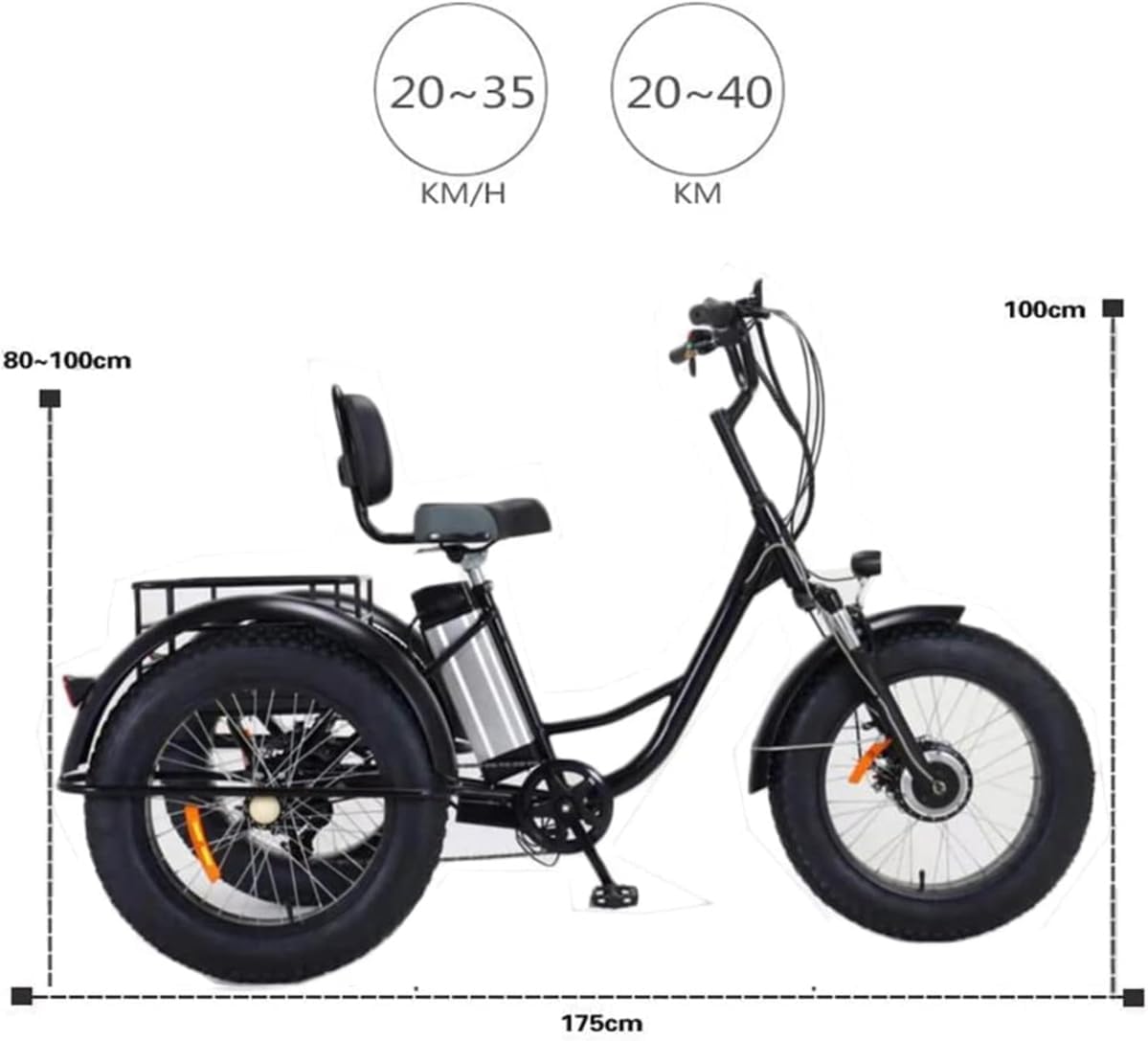 48V12AH Battery Electric Tricycle with Storage Basket Q27698