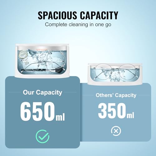 22oz Ultrasonic Jewelry Cleaner with 5 Digital Timer and 2 Cleaning Baskets O1102