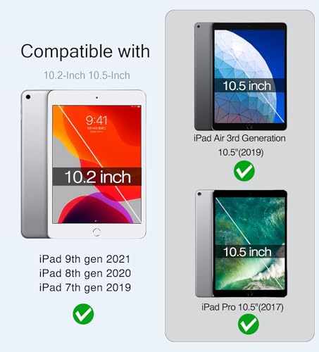 Black Protective Folio Stand Cover for iPad 10.2 Inch 9th/8th/7th Generation and iPad 10.5 Inch Air/Pro 3rd K226