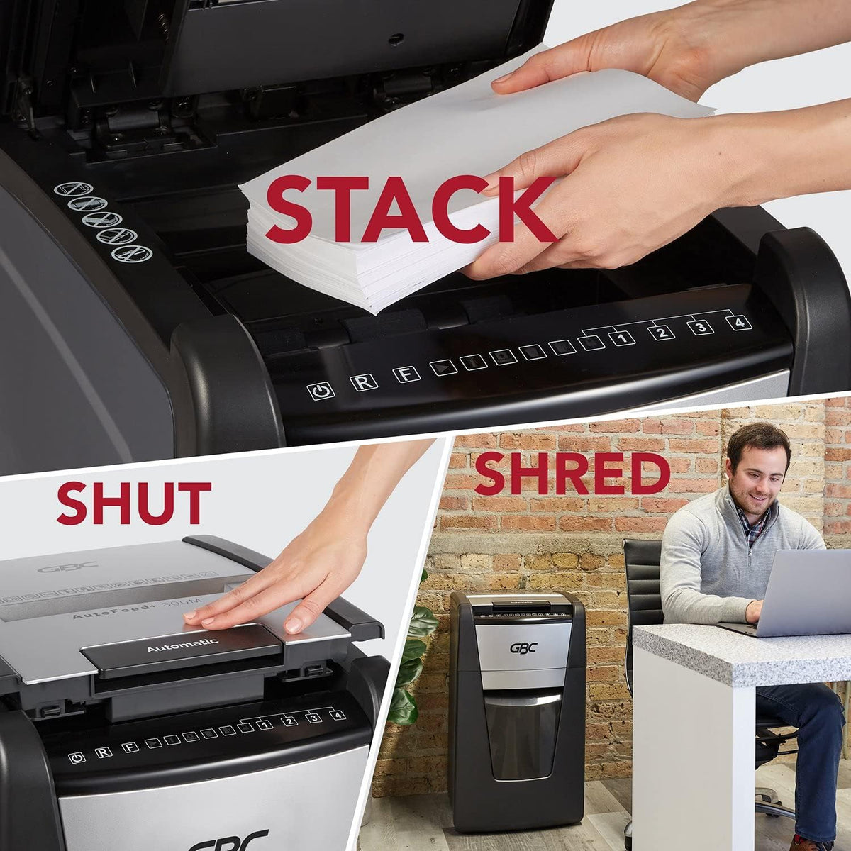 Auto Feed 230 Sheet Capacity Super Cross-Cut Paper Shredder Q48365