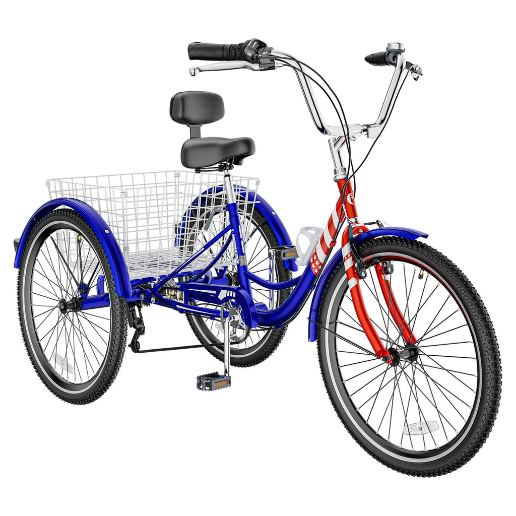 Adult Tricycles 3 Wheel 7 Speed 20 inch with Big Basket Y528