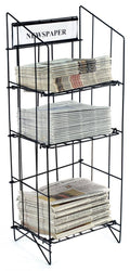 43-inch Tall Wire Newspaper Display Rack Stand with 3 Shelves, Black D6501