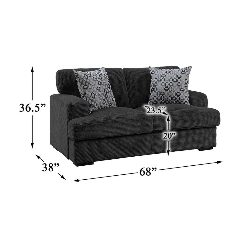 Gray Microfiber Loveseat with 2 Pillows R60331