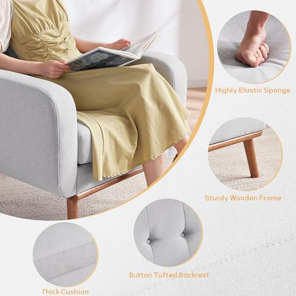 Fabric Accent Chair Button Tufted Upholstered Arm Chair U660297