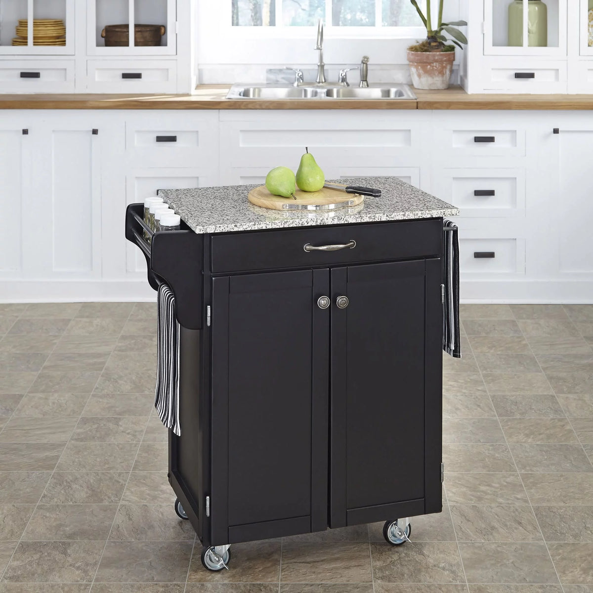 Black Wood Kitchen Cart L449