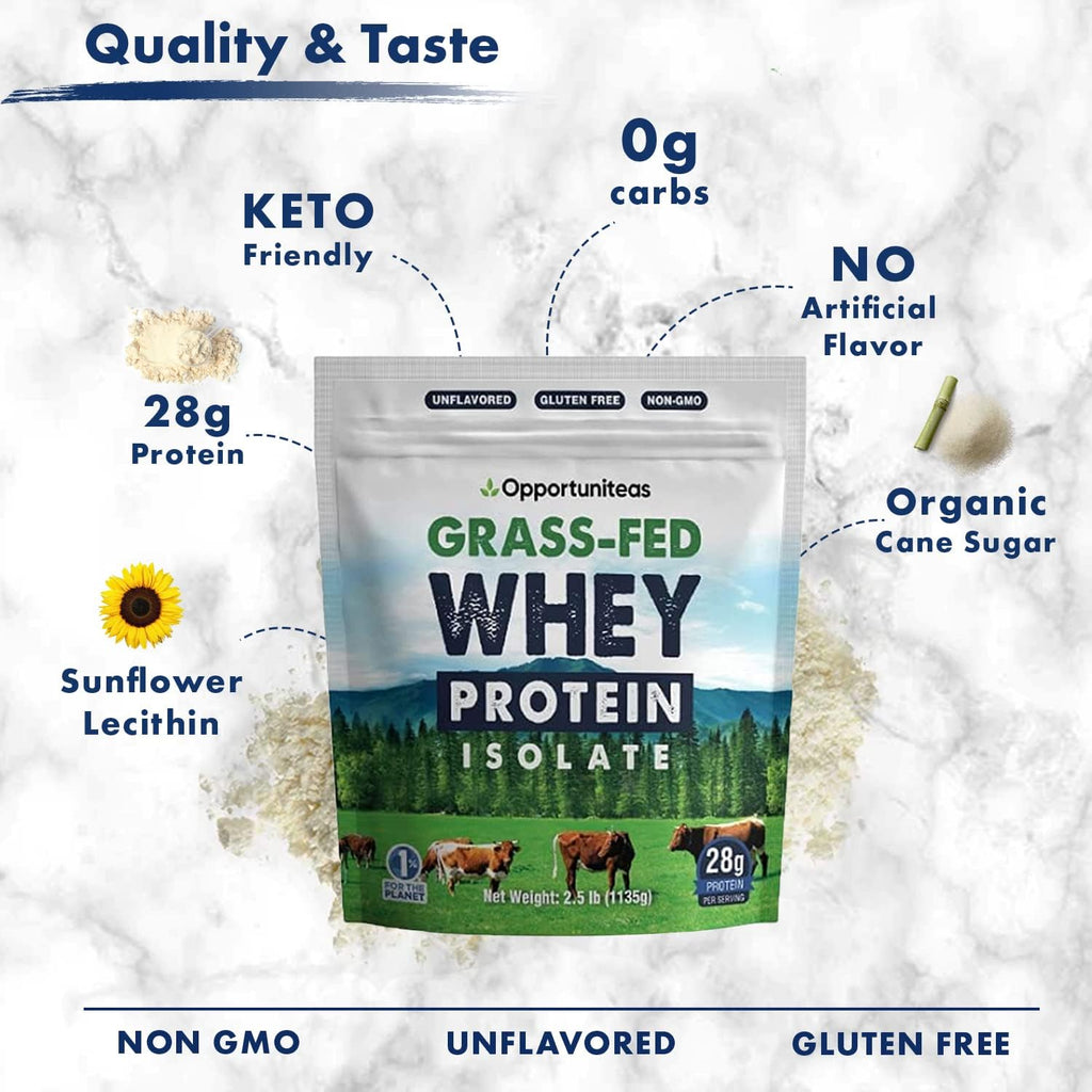 Unflavored Grass Fed Whey Protein Powder Isolate, 2.5 Pounds Pack of 2 B212
