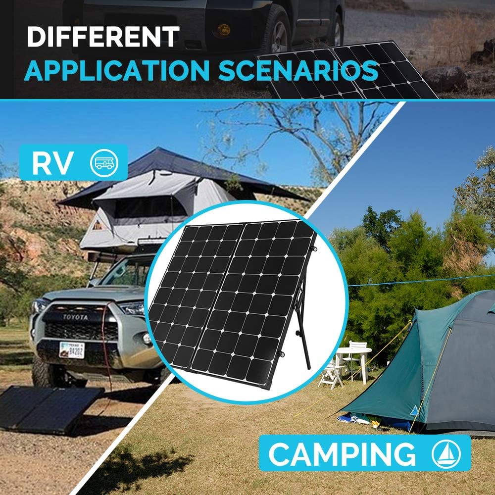 200 Watt Portable Foldable Solar Panel Suitcase with Waterproof 20A Charger Controller J8801