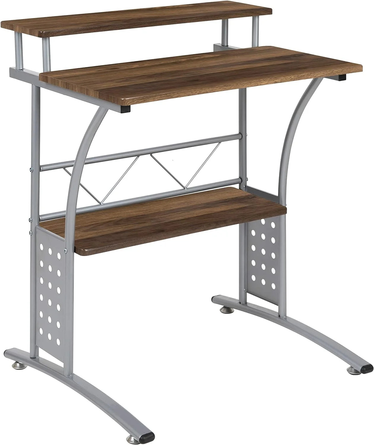 28 Inches Wide Computer Desk with Monitor Platform and Storage Shelf N249