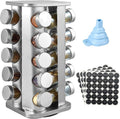 Rotating 20 Jar Spice Rack Organizer with Reusable Labels N38412