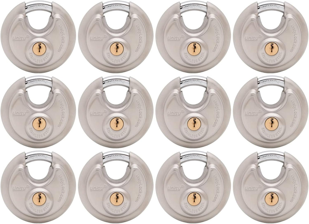 Stainless Steel Disc Padlock, Same Key Open, 2-3/4" (70mm), 12 V2242